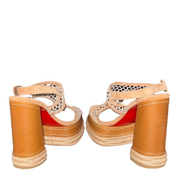 💰⬇️ CHRISTIAN LOUBOUTON Espadrille Platform Crochet Sandal 10 US/ 40 EU - Picture 10 of 14